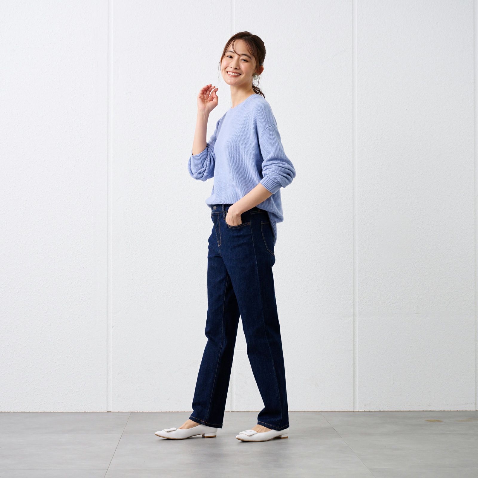 匠ジーンズ　ストレッチデニムストレートパンツ