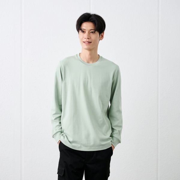 コットン起毛　クルーネック長袖Tシャツ
