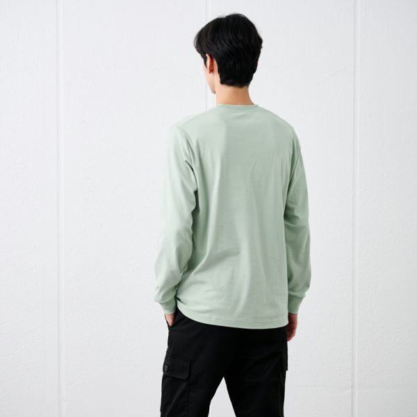 コットン起毛　クルーネック長袖Tシャツ