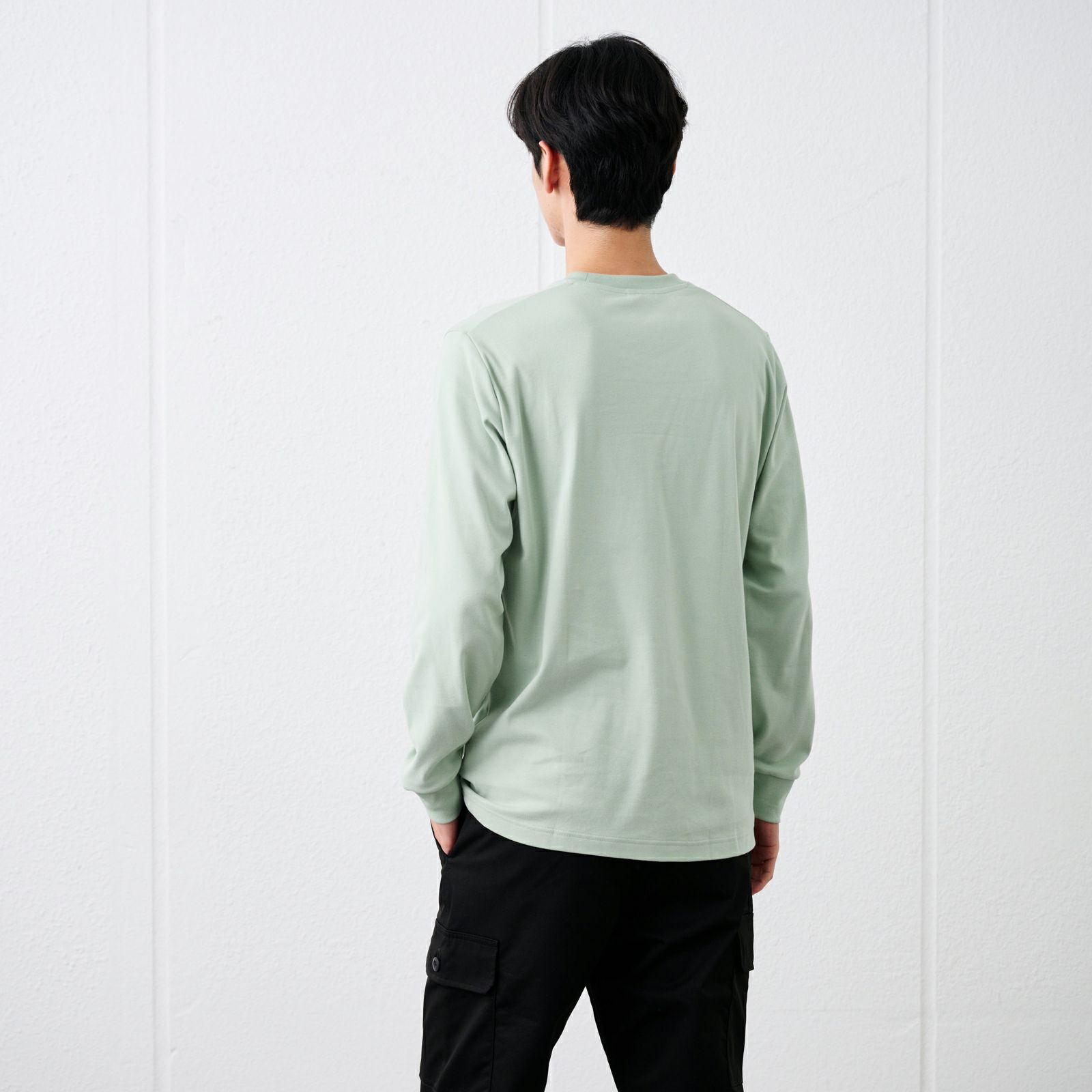 コットン起毛　クルーネック長袖Tシャツ