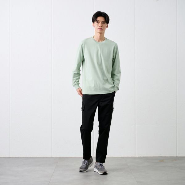 コットン起毛　クルーネック長袖Tシャツ