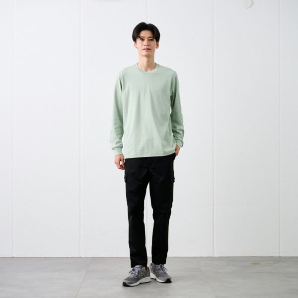 コットン起毛　クルーネック長袖Tシャツ