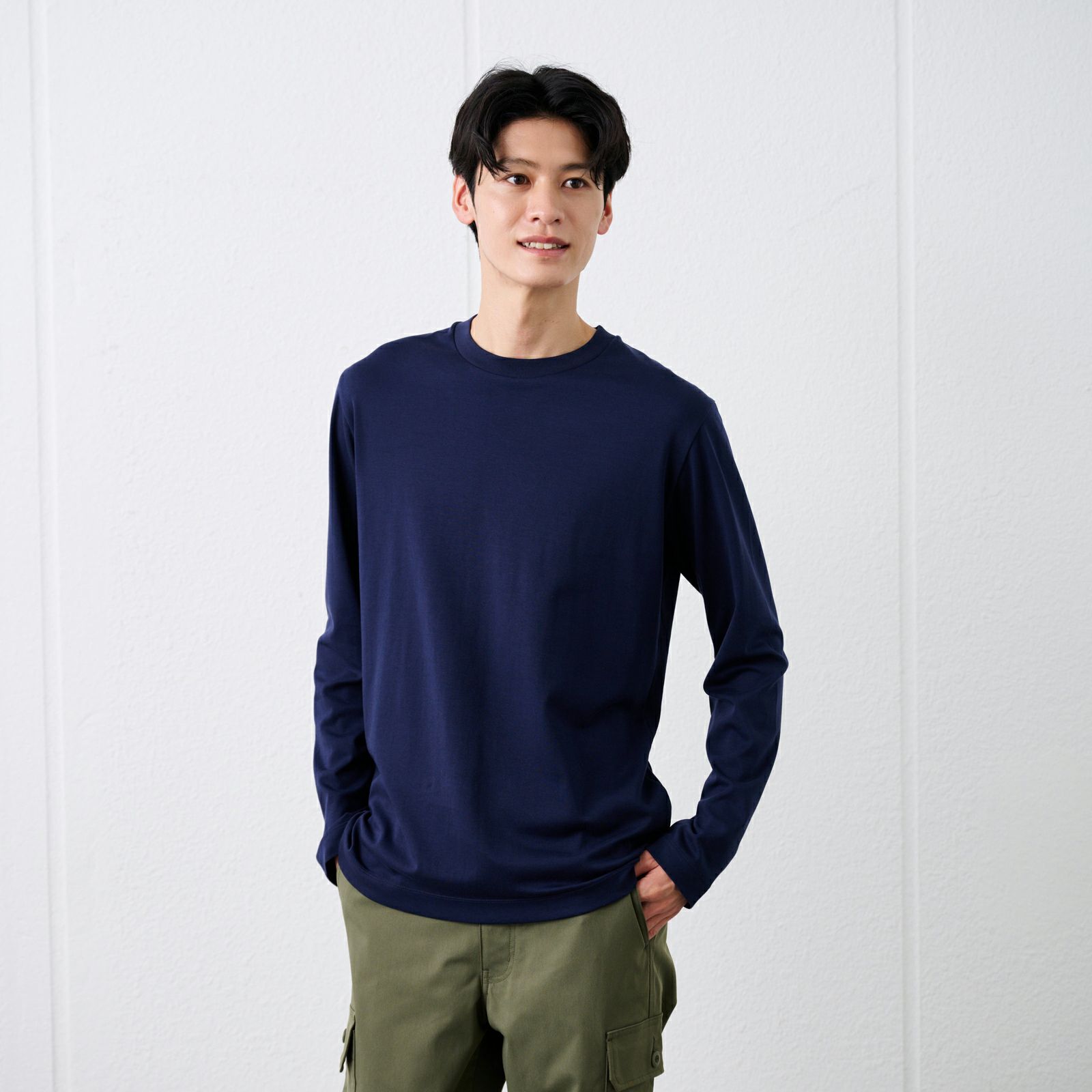 シルキーコットン　スムース長袖Tシャツ