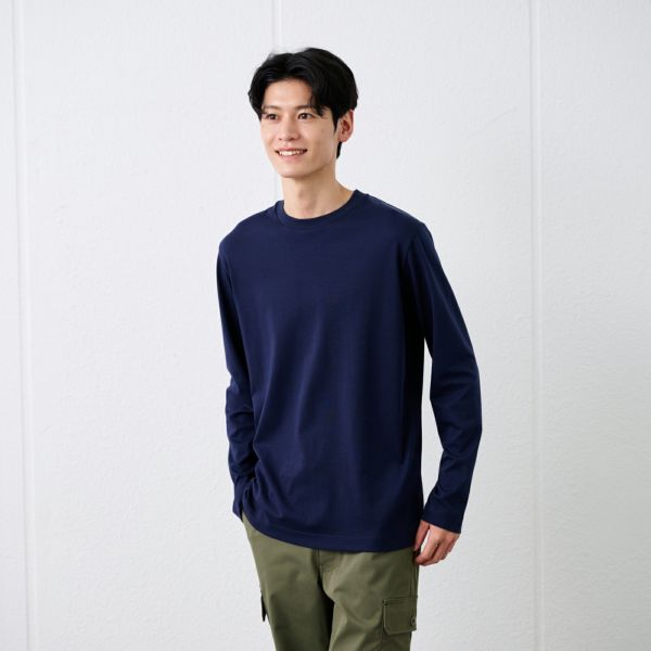 シルキーコットン　スムース長袖Tシャツ
