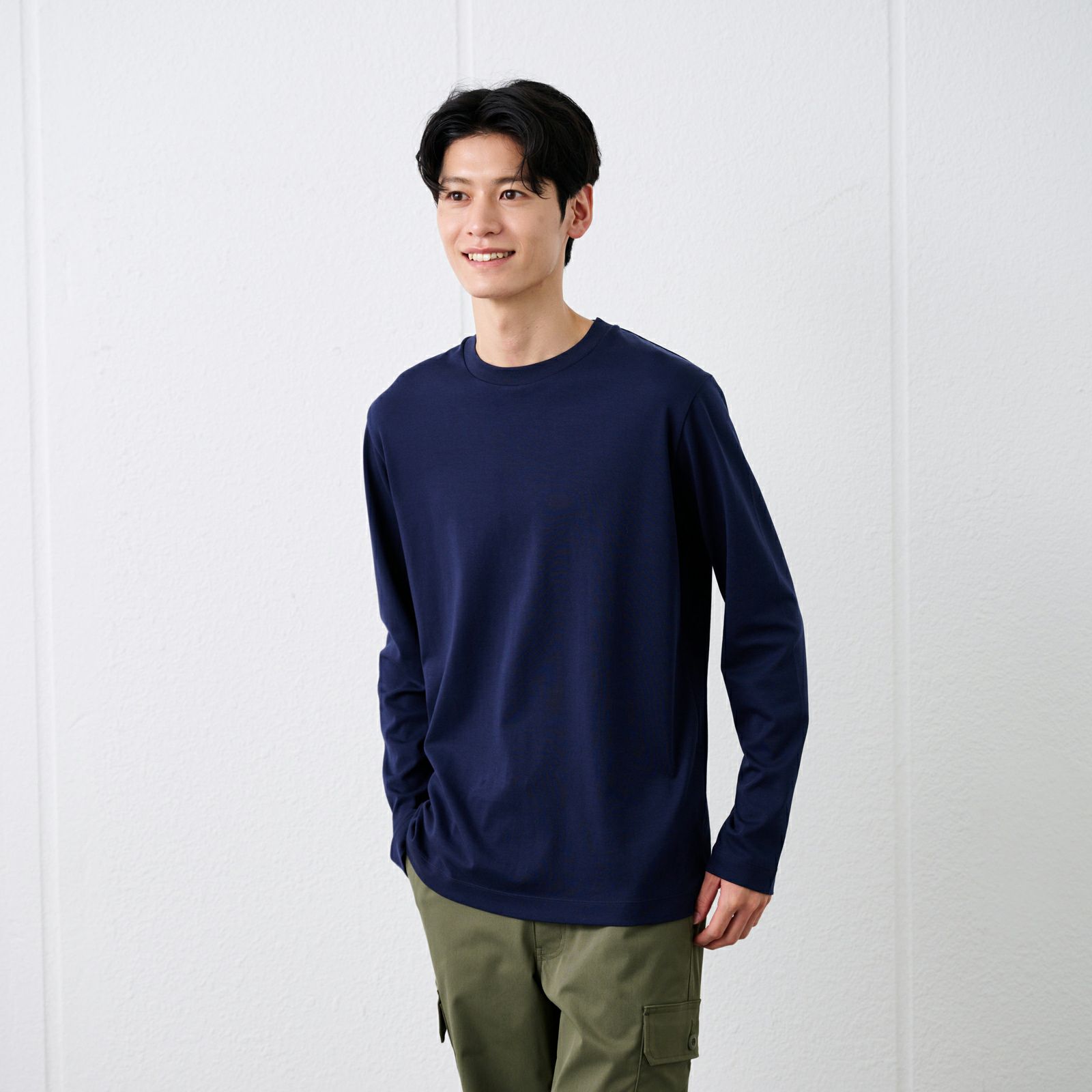 シルキーコットン　スムース長袖Tシャツ