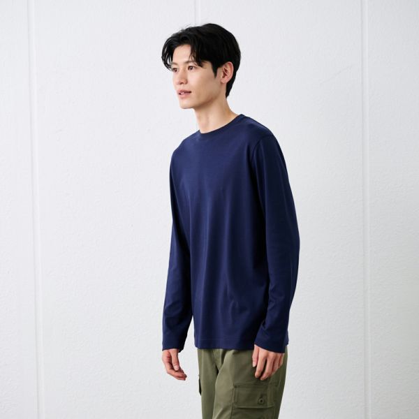 シルキーコットン　スムース長袖Tシャツ