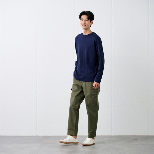 シルキーコットン　スムース長袖Tシャツ