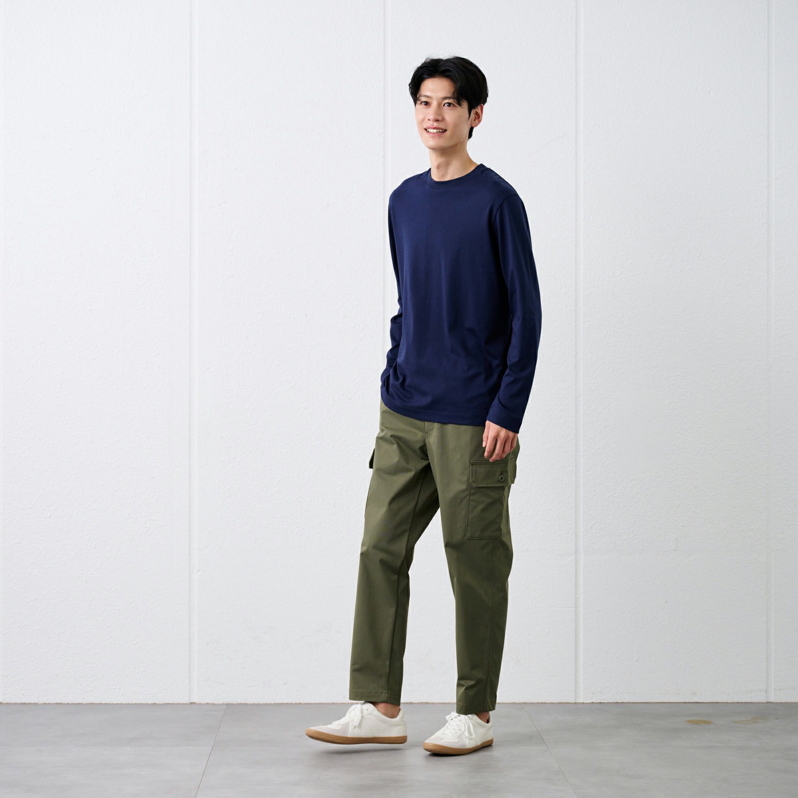 シルキーコットン　スムース長袖Tシャツ