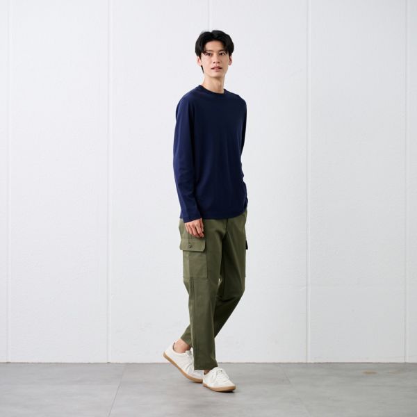 シルキーコットン　スムース長袖Tシャツ