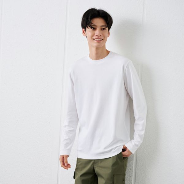 シルキーコットン　スムース長袖Tシャツ