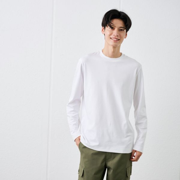 シルキーコットン　スムース長袖Tシャツ