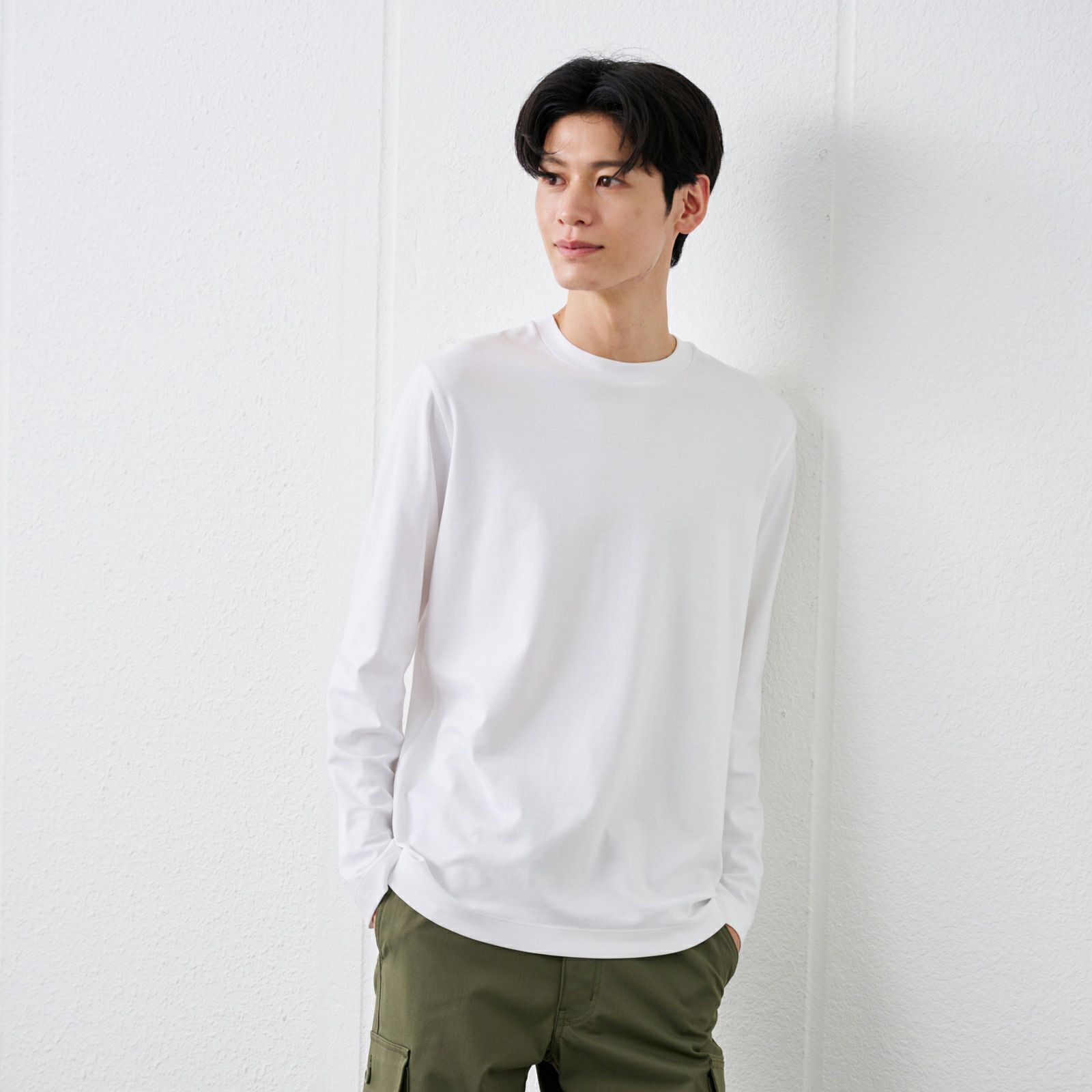 シルキーコットン　スムース長袖Tシャツ